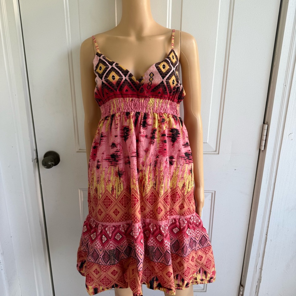Y2K Pink Apple Tribal Boho Sundress‎ – Size S